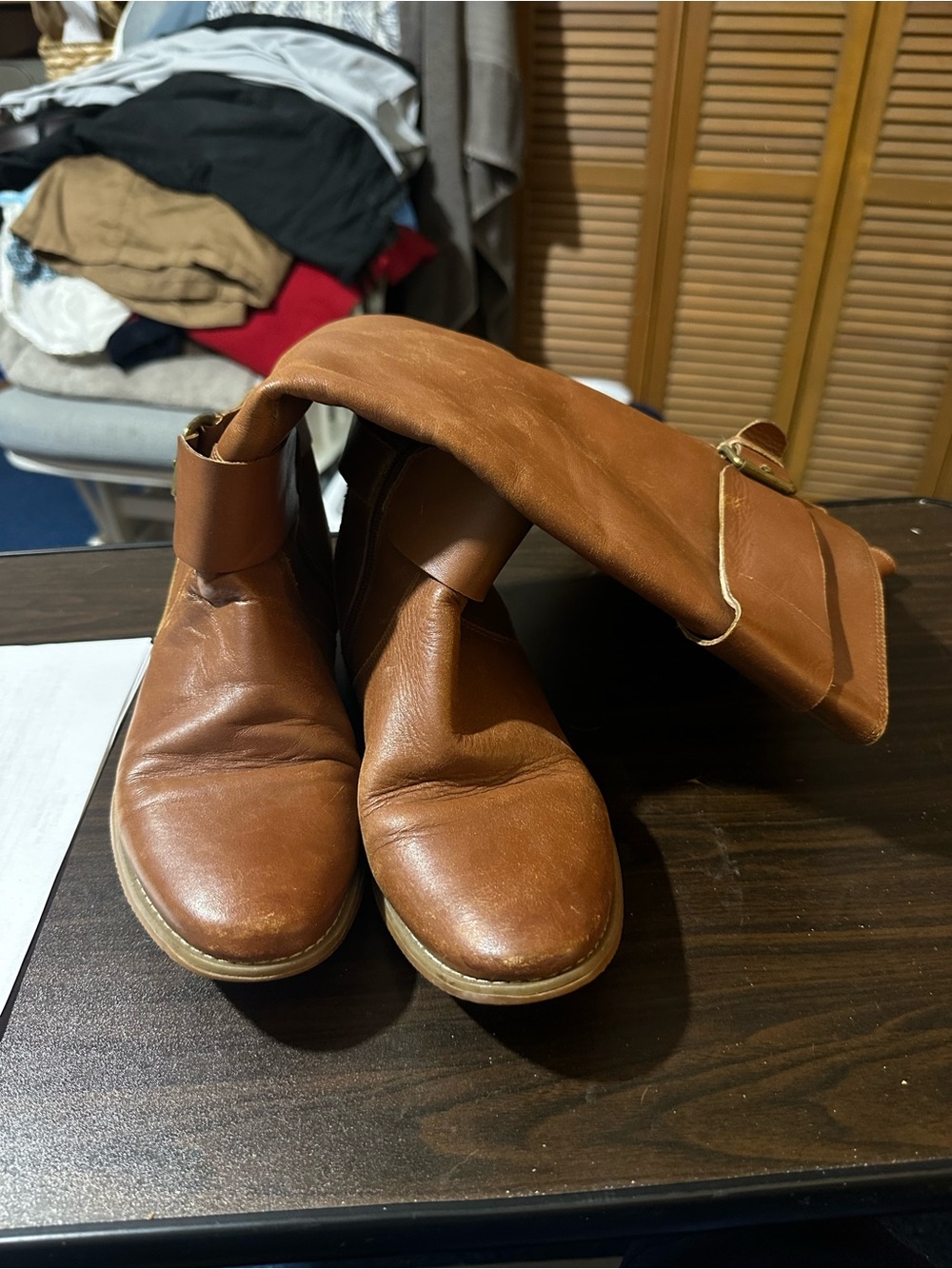 Women's Brown Leather Boots - Classic with Zipper in Back